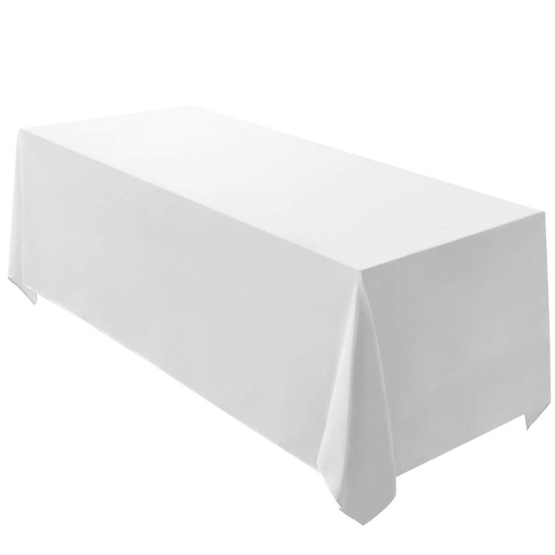 Surmente White Rectangle Tablecloth 90 x 156-inch Rectangular Polyester Table Cloth for Weddings, Banquets, or Restaurants - Image 1